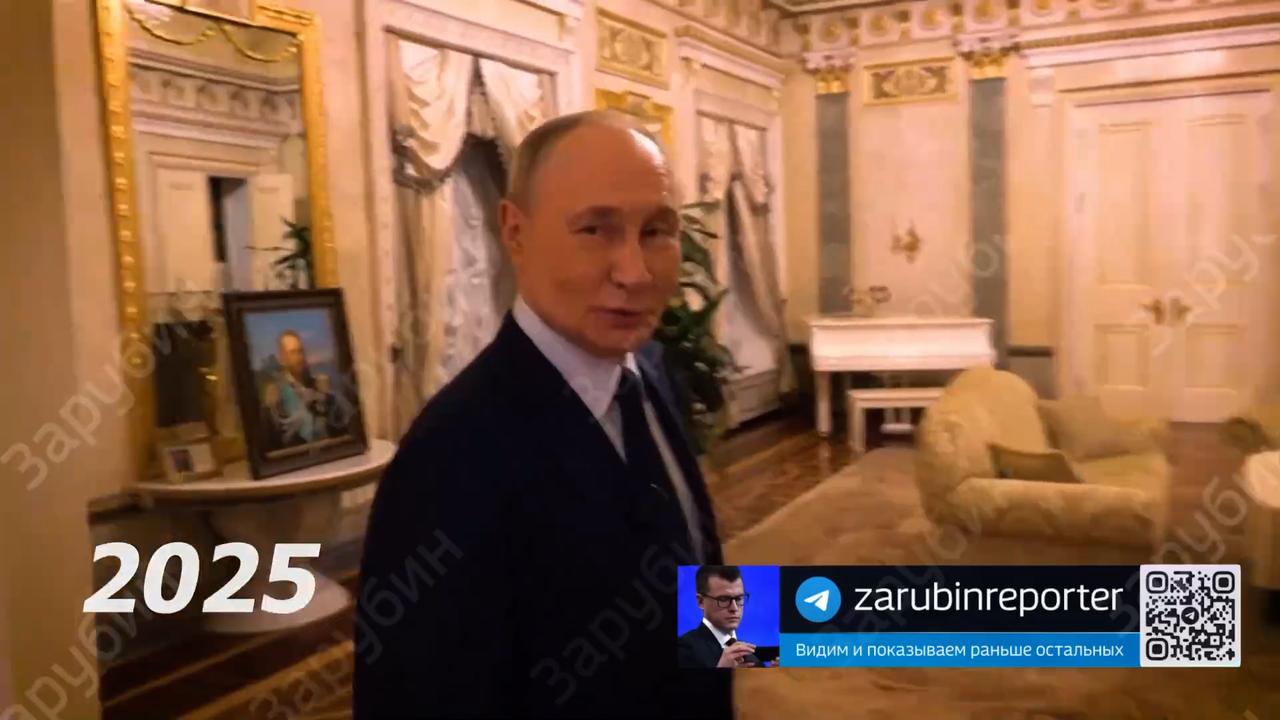 Vladimir Putin shows a reporter inside his apartment. Picture: Telegram