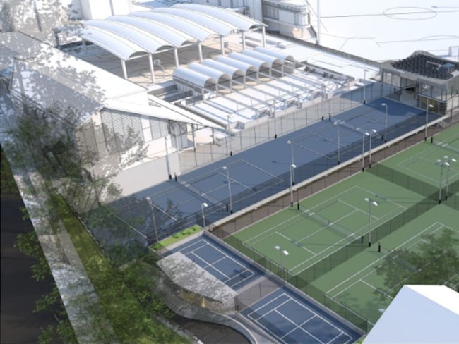 An artist impression of the tennis courts.