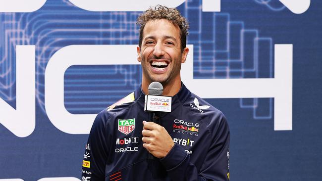 NEW YORK, NEW YORK - FEBRUARY 03: Daniel Ricciardo of Australia and Oracle Red Bull Racing talks during the Oracle Red Bull Racing Season Launch 2023 at Classic Car Club Manhattan on February 03, 2023 in New York City. (Photo by Arturo Holmes/Getty Images for Oracle Red Bull Racing)