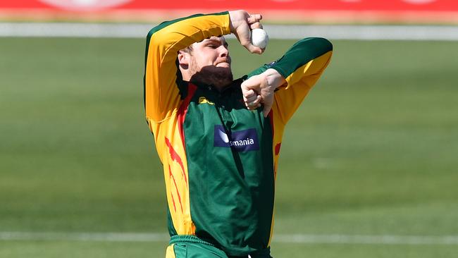 Jarrod Freeman bowling off spin against South Australia in October, 2019. Picture: AAP Image/David Mariuz.