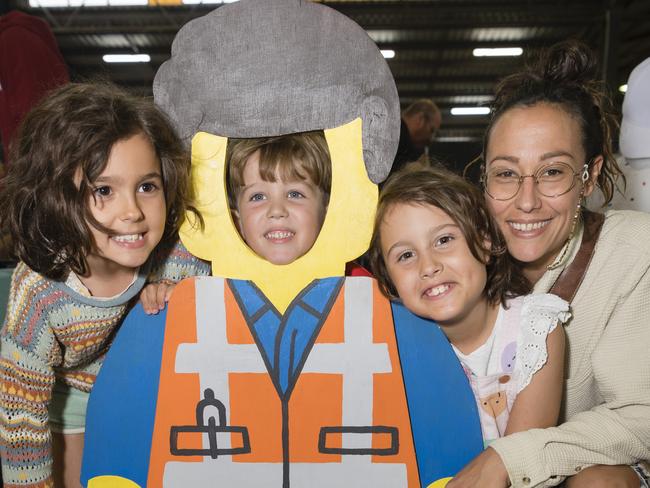 Melanie Hinds with her kids (from left) Lluvia, Vincent and Gabriella Hinds in the Lego Brick Events area at the Toowoomba Royal Show, Saturday, April 1, 2023. Picture: Kevin Farmer