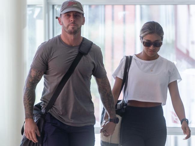 25-02-2024 - Former NT police officer Zachary Rolfe and his girlfriend arrive in Alice Springs on Sunday evening ahead of giving evidence at the inquest into the death of Kumanjayi Walker. Picture: Liam Mendes / The Australian