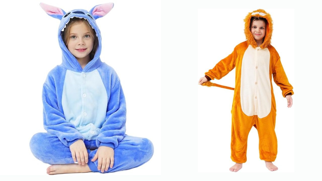 Stitch and Lion fluffy onsie for kids. Picture: Amazon
