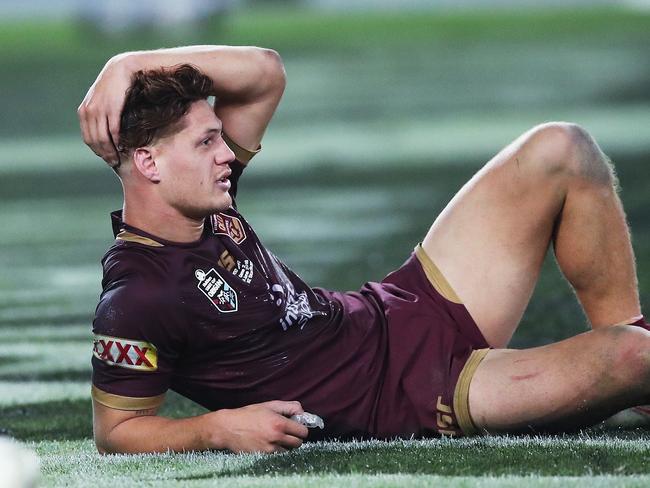 Dejected Queensland's Kalyn Ponga during Game 2 of the State of Origin series between the NSW Blues and Queensland Maroons at the ANZ Stadium, Sydney. Picture. Phil Hillyard