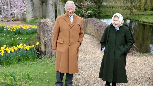 Queen Elizabeth II and Britain's Prince Charles, Prince of Wales pose for a portrait in the garden of Frogmore House in Windsor, England. Picture: Chris Jackson