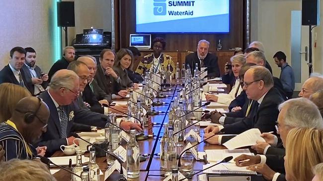 Prince Charles sits opposite Prince Albert of Monaco at the WaterAid charity's Water and Climate event in London on March 10. Picture AP)