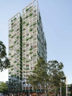 An artist impression of ‘The Greens’ building proposal with 23 storeys and 115 apartments