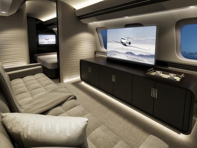 The Global 7000 is the latest in luxury flying, with four separate living compartments. Picture: Bombardier