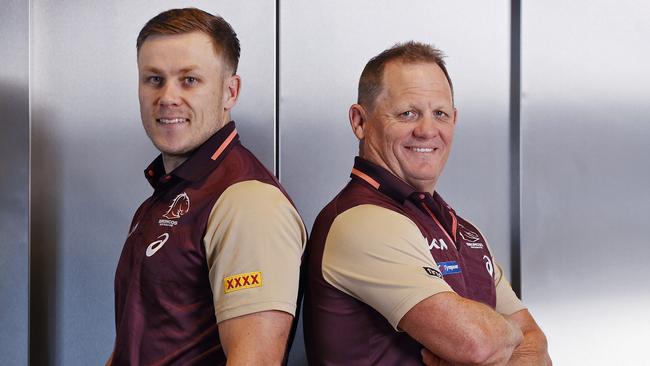 A more recent photo of the pair in their Broncos kit. Picture: Sam Ruttyn