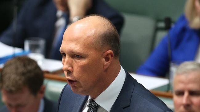 Crashing Boer: Peter Dutton in Question Time. Picture Kym Smith