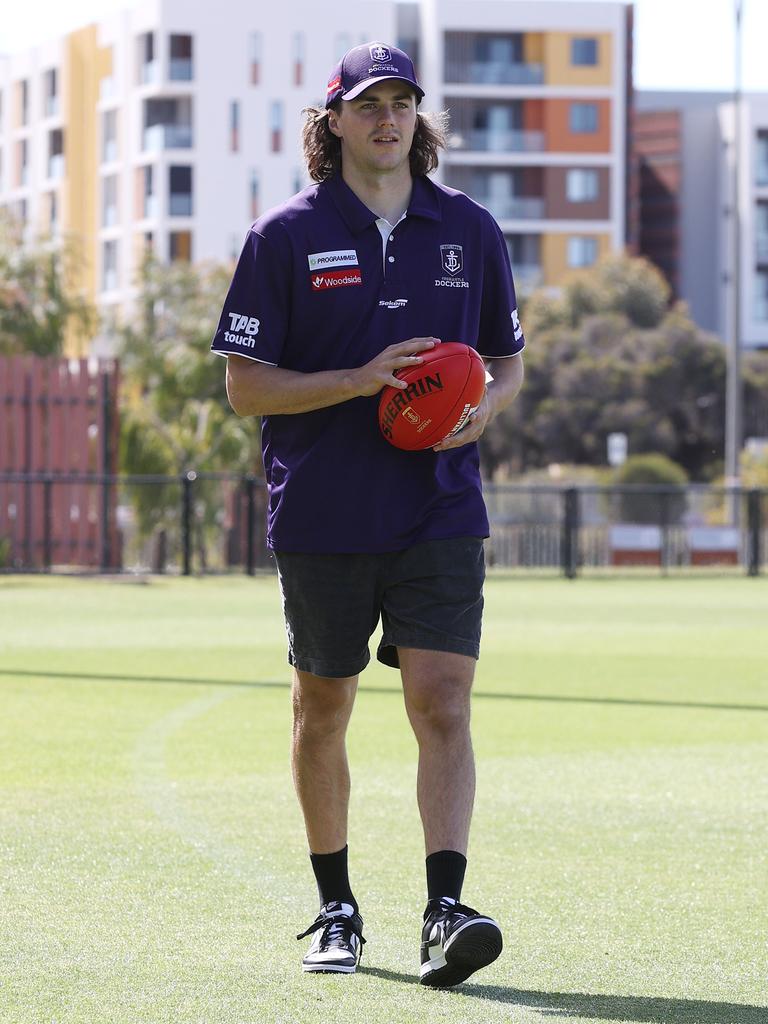 Former Geelong Cat Jordan Clark has joined the Fremantle Dockers in the 2021 trade period. Pictured is Jordan at Cockburn ARC. Picture - Justin Benson-Cooper / The West Australian.