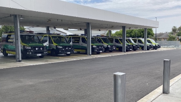 Ambulances ramped at Lyell McEwin Hospital. Picture SASMOA