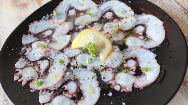 Anna says the people have been going crazy for their Carpaccio Di Polpo; octopus carpaccio served with parsley and lemon pearls. Photo by Richard Gosling