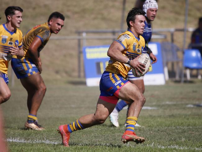 Ned Stephenson grabbed a hat-trick on the wing for Campbelltown City. Picture: Warren Gannon Photography