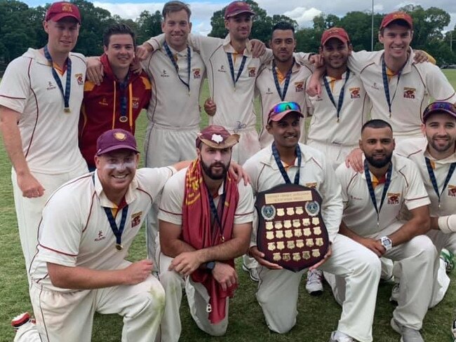 North Balwyn celebrates its ECA Dunstan Shield premiership in 2019-20. Picture: Supplied