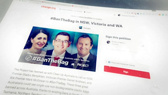 #BanTheBag ... The Project has started a petition to prompt a nationwide ban.