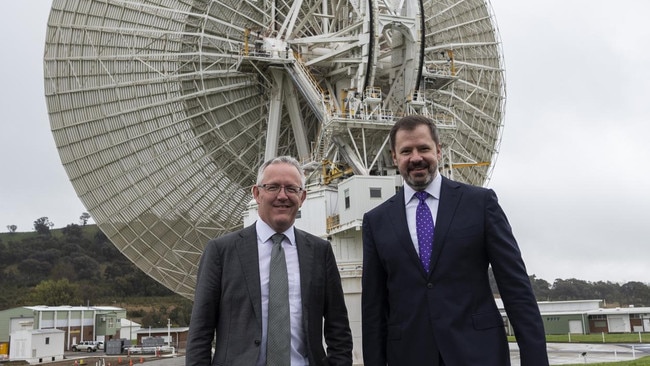 Industry and Science Minister Ed Husic with ACT Labor MP David Smith at NASA's Canberra Deep Space Communications Complex. Picture: Martin Ollman/NCA NewsWire