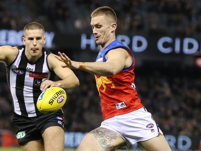 AFL Round 21. 11/08/2018.  Collingwood v Brisbane Lions at Etihad Stadium.  Brisbane Lions' Dayne Beams second quarter action   .Pic: Michael Klein