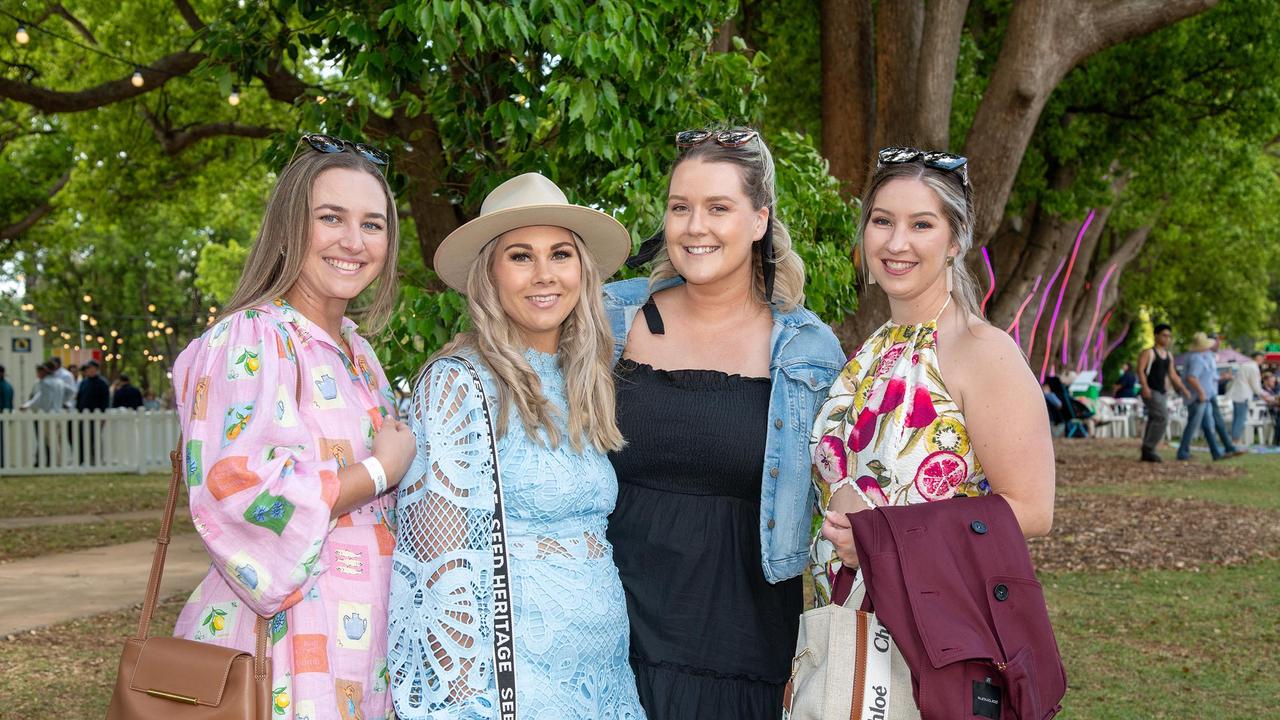 Sarah Hamilton (left) with Emma Vale, Chloe Walsh and Amy Ljung, Toowoomba Carnival of Flowers Festival of Food and Wine, Saturday September 14th, 2024. Picture: Bev Lacey