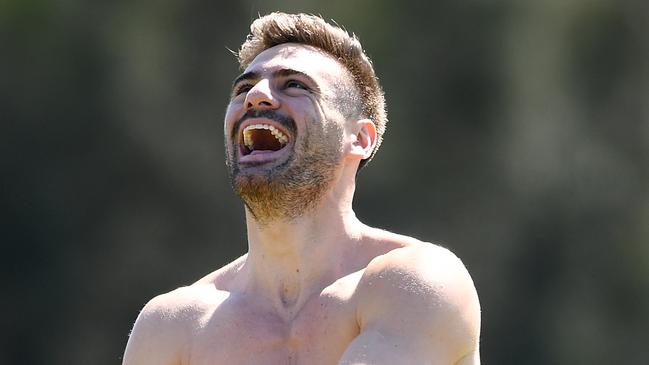 Stephen Coniglio of the GWS Giants during a training session in Sydney, Wednesday, September 11, 2019. The GWS Giants are set to play the Brisbane Lions in an AFL Finals match at the Gabba on Saturday. (AAP Image/Joel Carrett) NO ARCHIVING