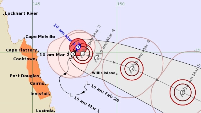 Cyclone Niran tracking map issued at 10.57am on Tuesday, March 3. PICTURE: BOM