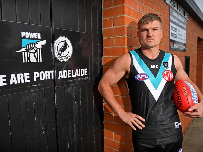 Ollie Wines at Alberton Oval ahead of the preliminary final. Picture: Tom Huntley