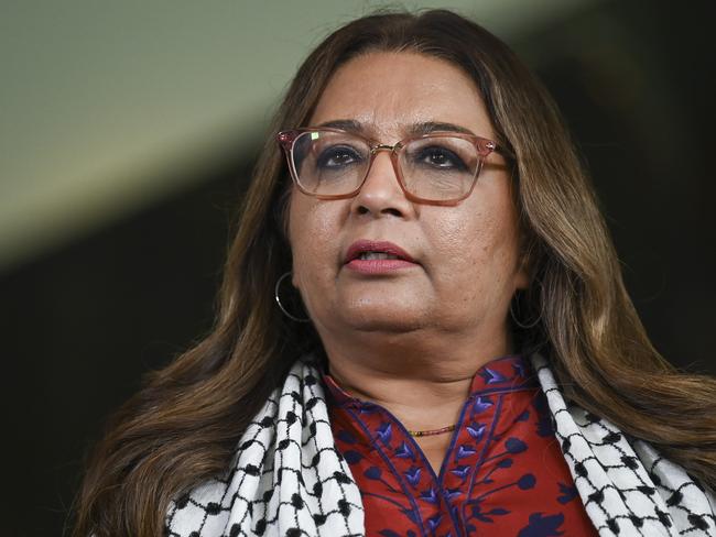 CANBERRA, AUSTRALIA, NewsWire Photos. NOVEMBER 6, 2023: Senator Mehreen Faruqi, Senator Jordon Steele-John and Greens Senators hold a press conference  at Parliament House in Canberra. Picture: NCA NewsWire / Martin Ollman