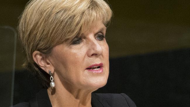 Foreign Minister of Australia Julie Bishop, addresses the 2015 Sustainable Development Summit, Sunday, Sept. 27, 2015, at United Nations headquarters. (AP Photo/Craig Ruttle)