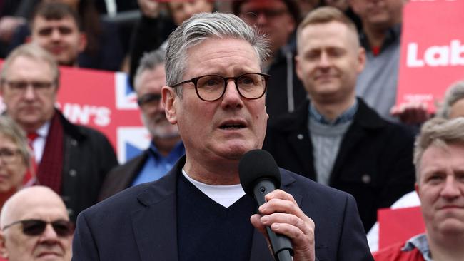 UK Labour leader Keir Starmer speaks during a post local election rally in Mansfield, central England, on Saturday. Picture: AFP