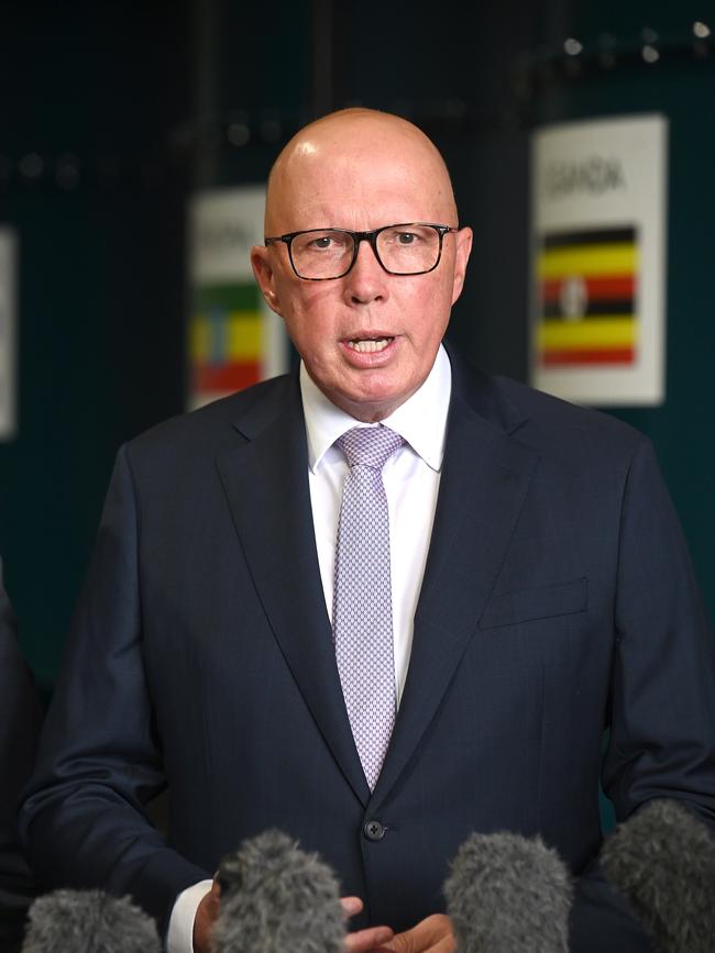 Opposition Leader Peter Dutton has demanded the PM intervene on the rail dispute. Picture: NewsWire / John Gass