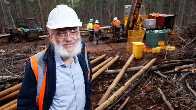 Joseph Gutnick at a drilling site in Tasmania in March. Picture: Peter Mathew