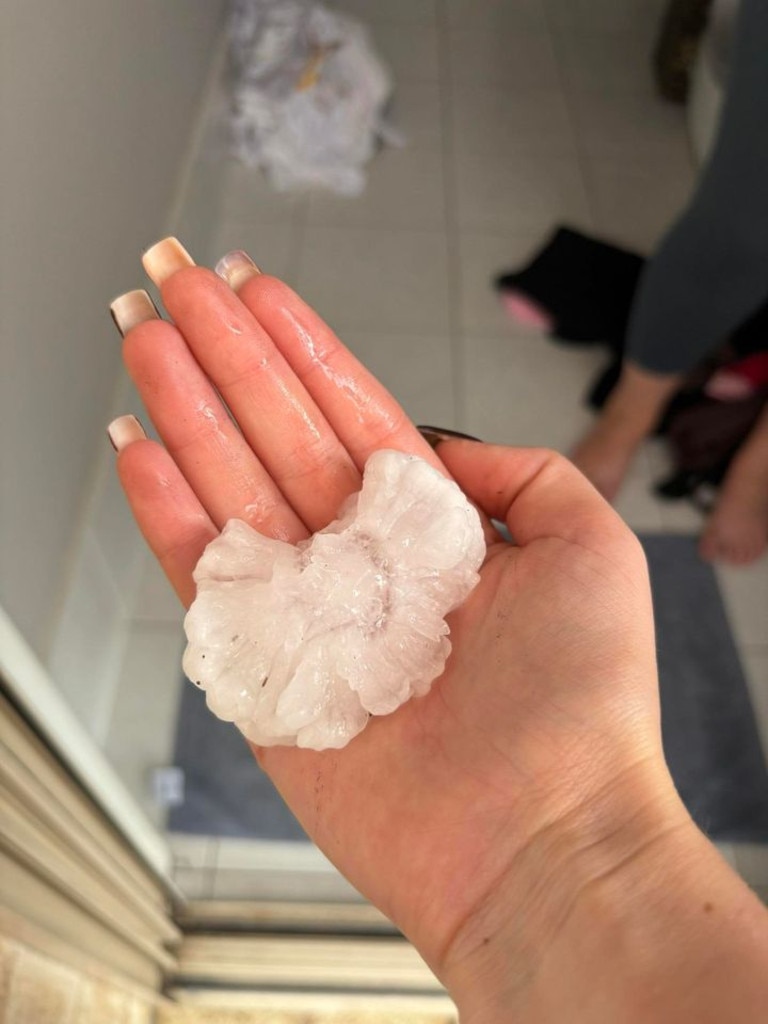 Large to giant hailstones were recorded in Flagstone and Maclean. Photo: Higgins Storm Chasing