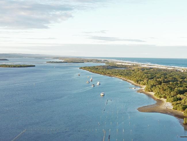 View north from South Stradbroke Island - showing location of the new planned nature tourism resort Pandana.