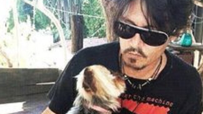 Actor Johnny Depp with one of his two dogs. Picture: Pinterest