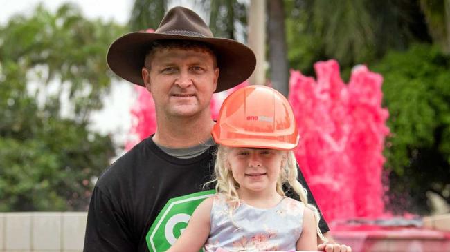 COAL SUPPORTER: Slade Point father of seven Damian Herrington is worried about the future for his daughter Brielle, 5, and other children if the coal mining industry shuts down. Picture: Emma Murray