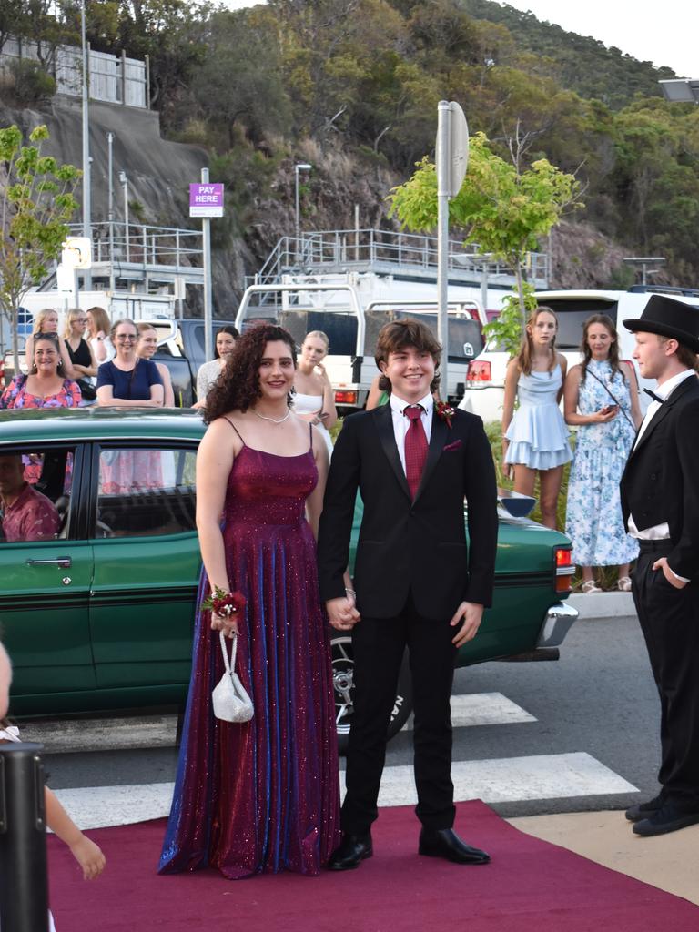 Ryan McConnell and Scarlett Fodi at the Proserpine State High School formal at Shute Harbour Marine Terminal on November 15, 2023. Photo: Zoe Devenport