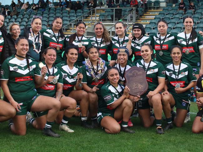 St Marys enjoy a moment together after their grand final victory. Picture Warren Gannon Photography