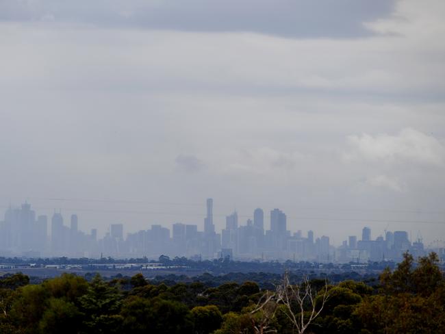 The skyline in Melbourne where a “10 out of 10” storm is expected to smash the state this weekend. Picture: AAP Image/Joe Castro.