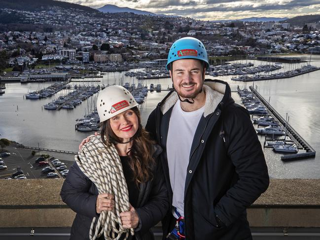 McPherson at the launch of the Edge Abseil for the Royal Hobart Hospital Research Foundation fundraiser with actor Essie Davis at Wrest Point. Picture: Chris Kidd