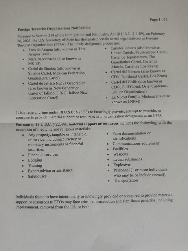 One of the many documents Mrs Saroukos was forced to sign. Picture: Supplied