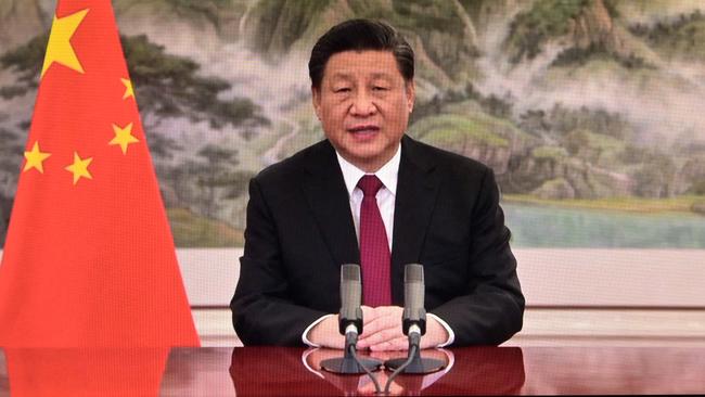 Chinese President Xi Jinping speaks at the Davos forum Picture: AFP