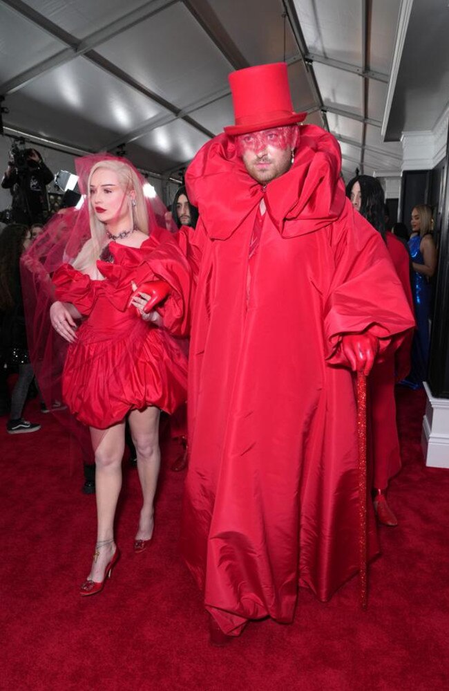 Kim Petras and Sam Smith. (Photo by Kevin Mazur/Getty Images for The Recording Academy)