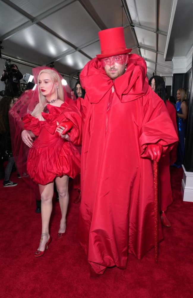 Kim Petras and Sam Smith. (Photo by Kevin Mazur/Getty Images for The Recording Academy)