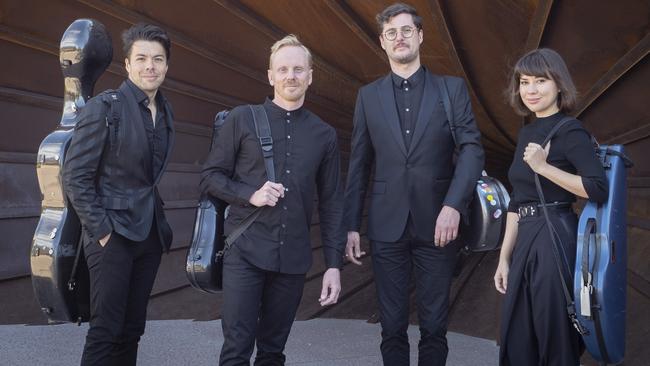 Australian String Quartet members Michael Dahlenburg, Dale Barltrop, Chris Cartlidge and Francesca Hiew. Picture: ASQ/Sam Jozeps