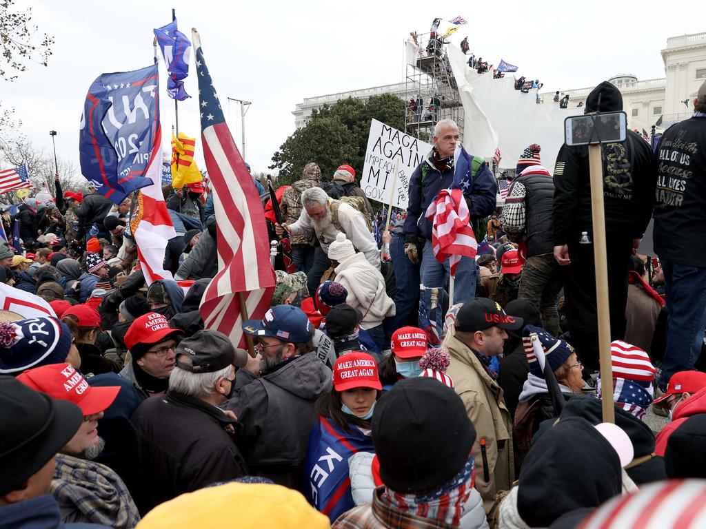 Protesters gather outside the U.S. Capitol Building. Picture: Getty