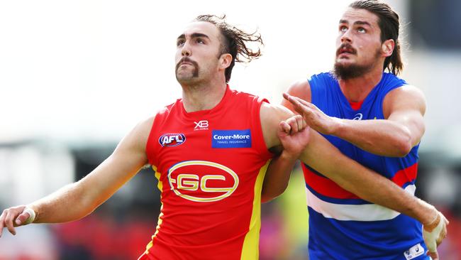 Brayden Crossley in action for the Suns against the Bulldogs. Picture: Getty Images