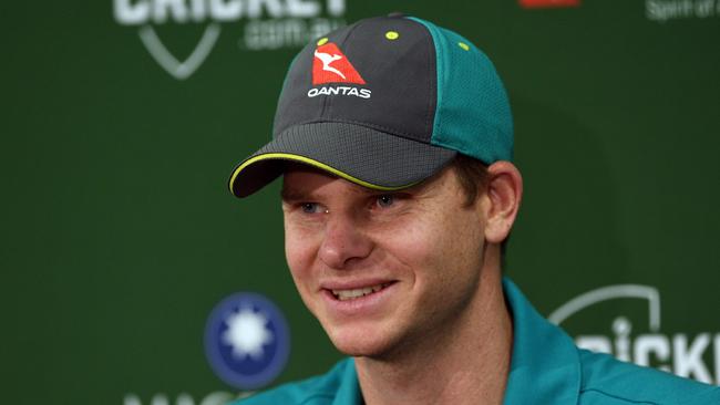 Australia's cricket captain Steve Smith speaks during a press conference before training at the SCG in Sydney on January 3, 2018, a day ahead of the start of the fifth Ashes cricket Test match against England. / AFP PHOTO / WILLIAM WEST / --IMAGE RESTRICTED TO EDITORIAL USE - STRICTLY NO COMMERCIAL USE--