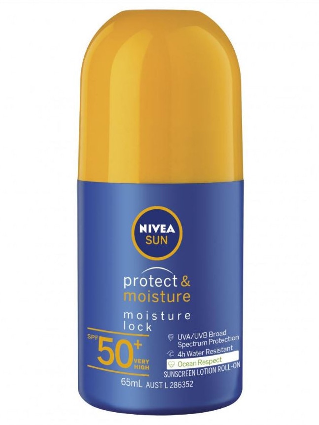 Nivea Moisture Lock SPF50+ 65ml roll-on sunscreen has been recalled for teh same reasons. Picture: Supplied.