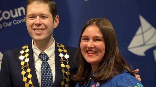 Labor councillor Edward McDougall and Peaceful Bayside councillor Heidi Lee Douglas were elected mayor and deputy mayor. Picture: Facebook