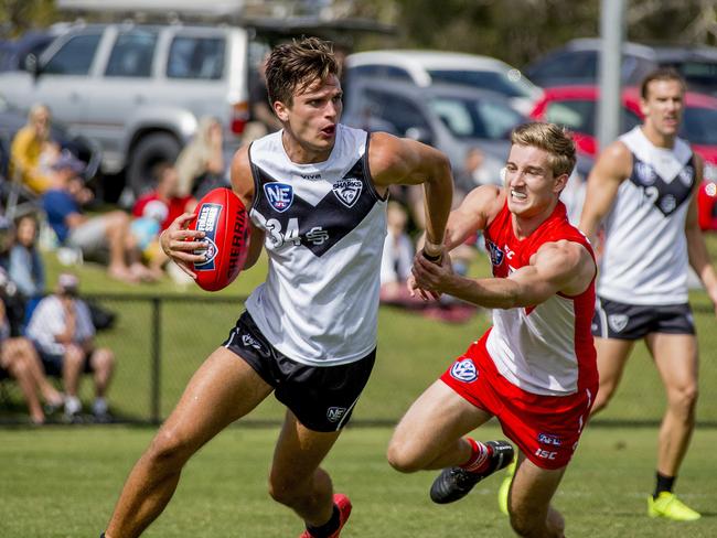 Grand final of the NEAFL between the Southport Sharks and the Sydney Swans at Fankhauser Reserve, Southport, on Sunday. Southport Sharks player Tyler Roos. Picture: Jerad Williams